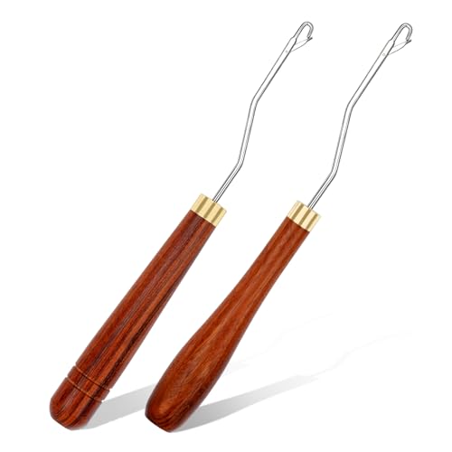 BALDCC 2PCS Latch Hook Tools, Wooden Bent Latch Hook for Hair, Rug Crochet | Crochet Needle for Hair Braiding, Crochet Hooks for Hair, Rug Hook, Knitting Tool for Rug Making and Art Crafts - color: Type 1 and Type 2, size: 2 PCS Bent Latch Hook