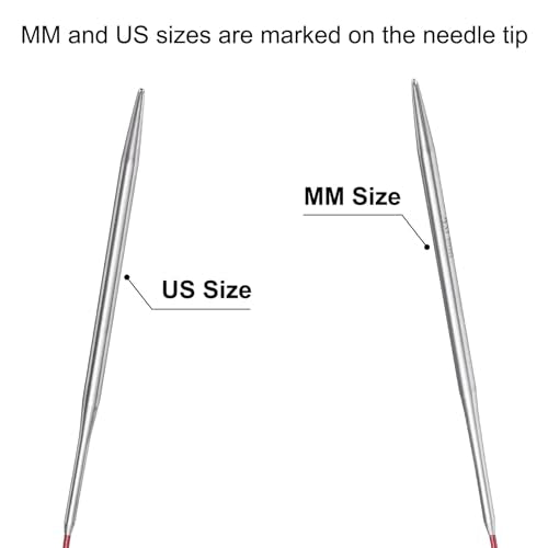 uxcell Size US 6 (4mm) Knitting Needles Circular Needle 16 Inch(40cm) Round Metal Stainless Steel Needle for Handmade Projects DIY Knitting - color: Red, size: 16 inch Size US 6 (4mm)