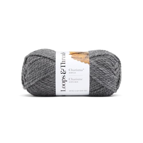 Loops & Threads Charisma Yarn - Multicolor Yarn for Knitting, Crochet, Weaving, Arts & Crafts - Charcoal, Bulk 6 Pack - color: Charcoal