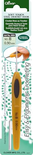Clover 1024 Soft Touch Steel Crochet Hooks, No. 8/0.90mm - size: 0.90 mm