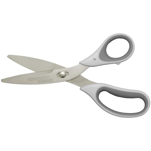 Westcott 8.5" Power Pivot Titanium Bonded Soft Handle High-Leverage Crafting and Fabric Scissors, White - color: White
