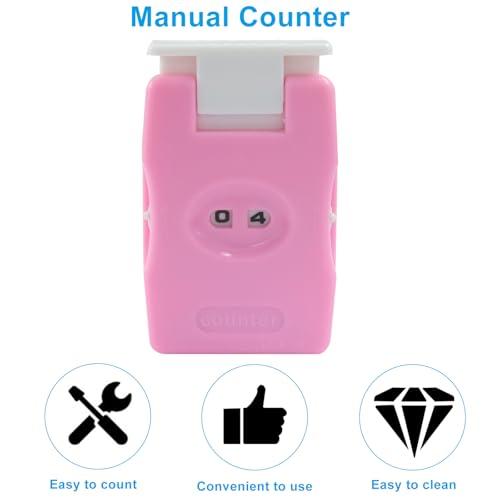 Kemcatui Knitting Counters, Pink, 2 Pieces | Plastic, Portable, Stitch and Row Counter, For Crochet, Yarn Crafts, and Needlework - color: pink
