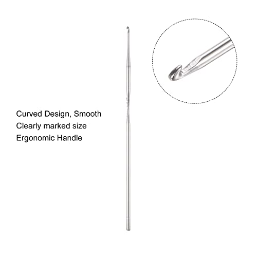 uxcell Stainless Steel Crochet Hook 0.85mm US Size 13 Knitting Needles for DIY Craft Yarn 6Pcs - size: 0.85mm