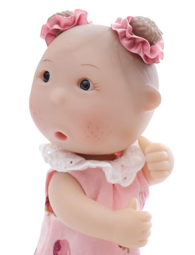 Mini Baby Doll, 7 Inch Mini Baby Doll with 5 Movable Joints, Thumb-Sucking Pose, Full Body Vinyl Doll for Play, Display, and Collection, Gifts for Boys and Girls, Collectors, Ages 3+ (Pink) - color: Pink