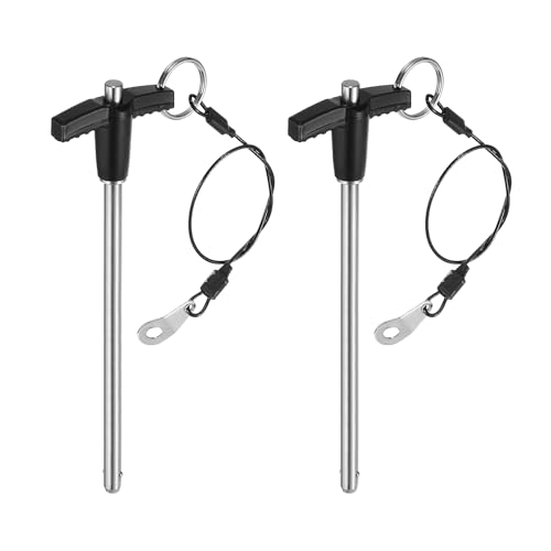 uxcell 2Pcs T Handle Lock Pins, 6mm x 100mm Usage Length Stainless Steel Push-Button Quick Release Pin - size: 6mm x 100mm