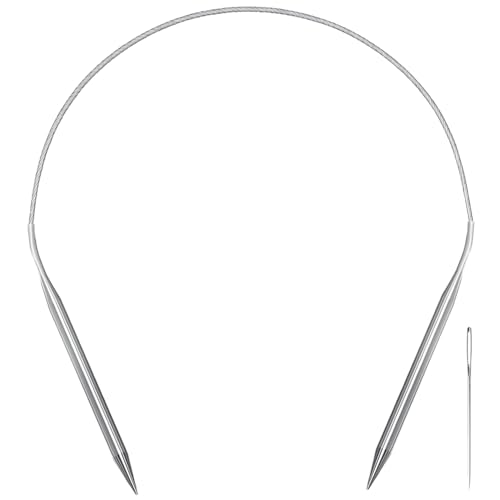 Aolfior Stainless Steel Circular Knitting Needles Size 8 16 Inch 5 mm Set Round Metal (Silver, 16 inch-8-(5mm)) Suitable for Beginners and Experienced Knitters Alike. - size: 16 inch-8-(5mm)
