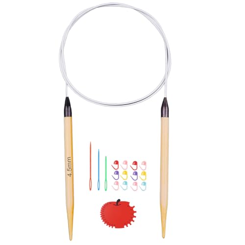 Weabetfu 32inch Bamboo Circular Knitting Needles US Size 7(4.5mm) | Premium Circular Needles Handmade DIY and Any Weave Yarn Projects,Include Knitting Accessories - size: US 7(4.5mm)