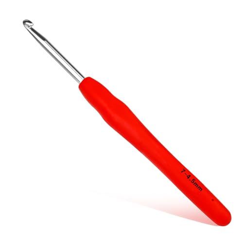 SHWAKK Crochet Hook, 4.5 mm Ergonomic Crochet Hook for Arthritic Hands | Crochet Needles, Knitting Needles with Soft Handle Beginners and Experienced Hobbyists (4.5 mm) - size: 4.5mm