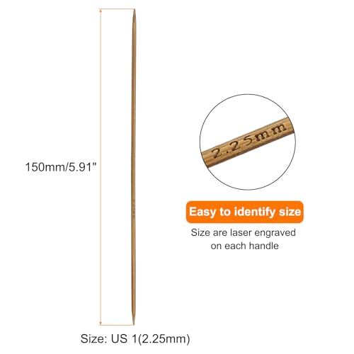 HARFINGTON 5Pcs Bamboo Knitting Needles Double Pointed Size US 1(2.25mm) Carbonized 6 Inch(15cm) Straight for Handmade Creative DIY Knitting Craft Yarn Projects - size: US 1(2.25mm)