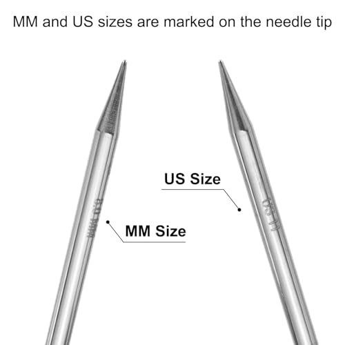 uxcell Size US 11 (8mm) Knitting Needles Circular Needle 47 Inch(120cm) Round Metal Stainless Steel Needle for Handmade Projects DIY Knitting Red - color: Red, size: 47 inch Size US 11 (8mm)