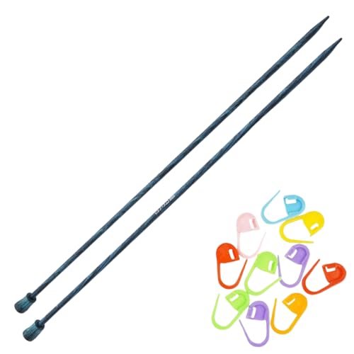 KnitPro Dreamz 10in US 3 (3.25mm) Straight Single Point Knitting Needles | Polished Birchwood, Color-Coded, Semi-Sharp Tips, 10 Stitch Markers - size: US 03 (3.25mm), 10in. (25cm)