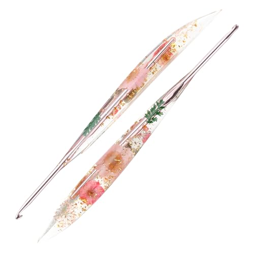 3.5mm Crochet Hooks,Ergonomic Crochet Hook with Floral Resin Grips,Stylish and Unique,Crocheting kit for Beginners, Arthritic Hands and Professional - size: 3.5mm