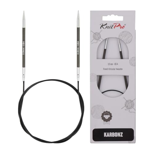 KnitPro Karbonz Fixed Circular Needle 32"(80cm) | US Size 4 (3.5mm) - size: US 4 (3.5mm)