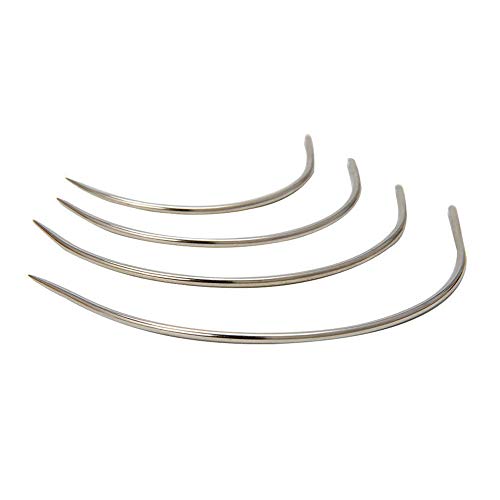 SaiDian 8Pcs Curved Needles 2" 2.5" 3" 3.5" for Carpet Canvas Seat Repair | C-Type,Stainless Steel,Smooth,Sharp,Flexible,Sturdy,Easy Threading for DIY Hand Sewing Repairing Leather Weaving Crafts