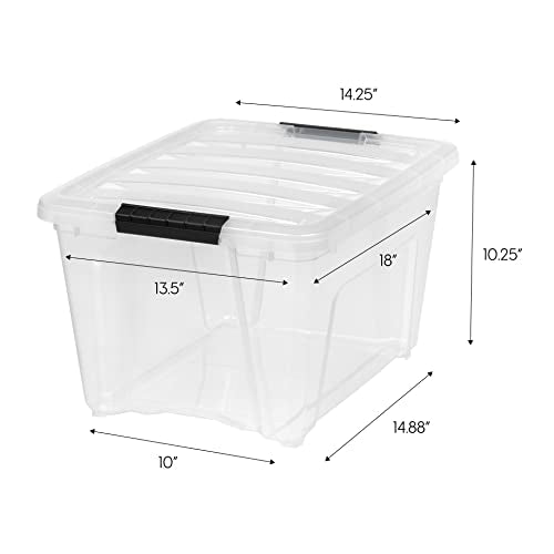 IRIS USA 6-Pack 32 Quart Storage Bins with Lids, Clear | Transparent design makes items easy to find, Great for linens, décor, closet storage, and supplies, Nestable to save space - color: Clear, size: 32 Qt, style: 6 Pack