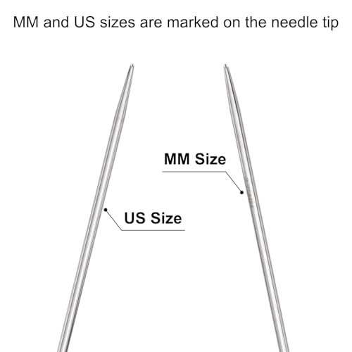 uxcell Size US 2 (2.75mm) Knitting Needles Circular Needle 47 Inch(120cm) Round Metal Stainless Steel Needle for Handmade Projects DIY Knitting Yellow - color: Yellow, size: 47 inch Size US 2 (2.75mm)