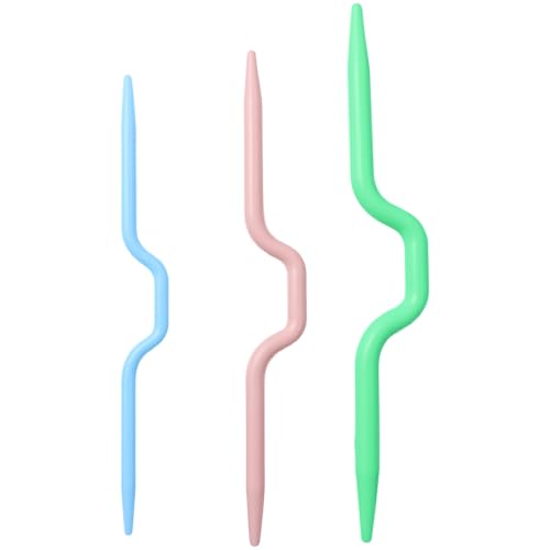 FDXGYH 14pcs U Shape Multicolor Bent Cable Stitch Holder Needles Plastic Twist Curved Hand Knit Knitting Needles - size: U Shape