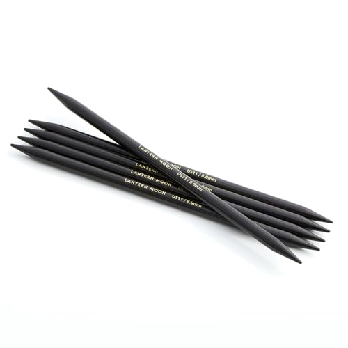 Lantern Moon Ebony Wood Double Pointed Needles 8" (20cm) | US Size 9 (5.5mm) - size: US 9 (5.5mm)