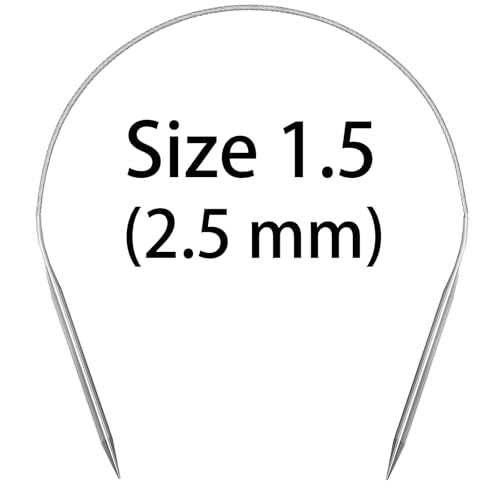 Aolfior Stainless Steel Circular Knitting Needles Size 1.5 16 Inch 2.5 mm Set Round Metal (Silver, 16 inch-1.5-(2.5mm)) Suitable for Beginners and Experienced Knitters Alike. - size: 16 inch-1-(2.5mm)