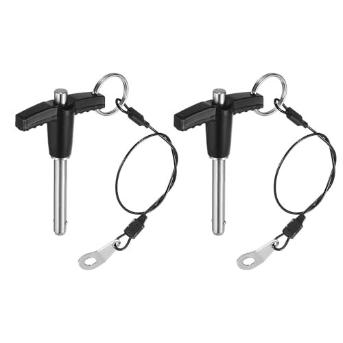 uxcell 2Pcs T Handle Lock Pins, 6mm x 30mm Usage Length Stainless Steel Push-Button Quick Release Pin - size: 6mm x 30mm