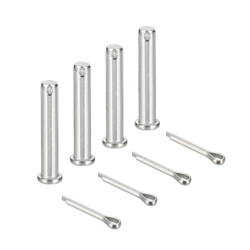 uxcell 4Pcs M10x60mm Clevis Pins, 304 Stainless Steel Single Hole Flat Head Hitch Fastener Lock Systems with Cotter Pins for Furniture Installation Trailer Lawn Mower, Silver - size: M10x60mm