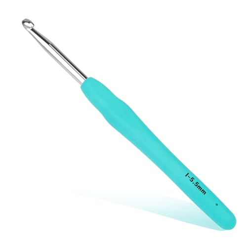 SHWAKK Crochet Hook, 5.5 mm Ergonomic Crochet Hook for Arthritic Hands | Crochet Needles, Knitting Needles with Soft Handle Beginners and Experienced Hobbyists (5.5 mm) - size: 5.5mm