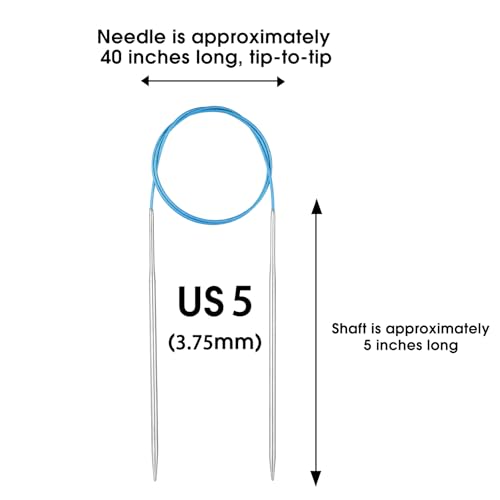 Circular Knitting Needles Stainless Steel Long Needles for Adults Beginners, Flexible Cord for Sweaters Blankets Socks,Lightweight Smooth Tips Magic Loop Knitting Needles (40inch, US5/3.75mm) - color: 40inch, size: US5/3.75mm