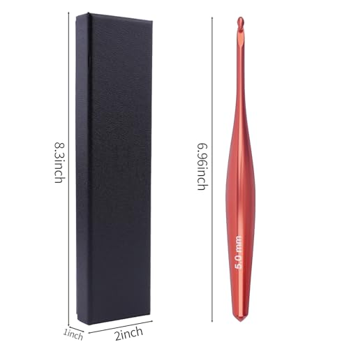 BsHooker 5mm Inline Crochet Hook Ergonomic Aluminum Crochet Hook with Case | Crochet Needles for Arthritic Hands,Crcohet Gift for Beginner - size: 5mm