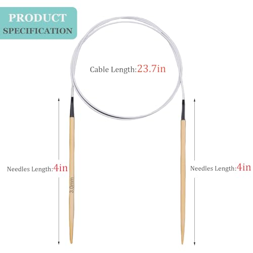 Weabetfu 32inch Bamboo Circular Knitting Needles US Size 3(3mm) | Premium Circular Needles Handmade DIY and Any Weave Yarn Projects,Include Knitting Accessories - size: US 3(3mm)