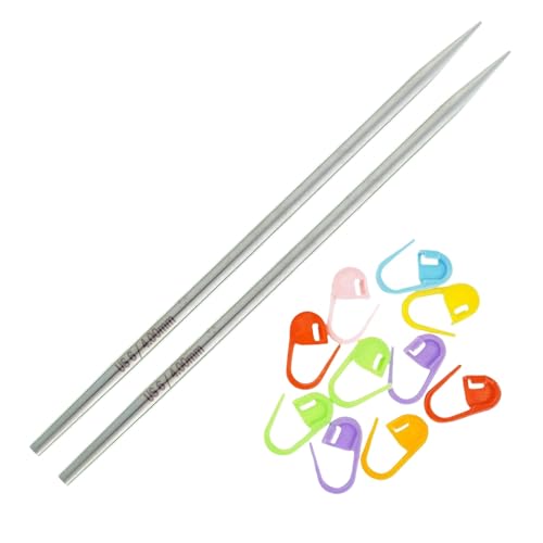 Lykke Flight 3.5in US 6 (4 mm) Interchangeable Knitting Needle Tips | Requires Standard Cables, Stainless Steel, Semi-Sharp, Short Taper Points, 10 Colorful Stitch Markers - size: US 06 (4 mm) 3.5in.