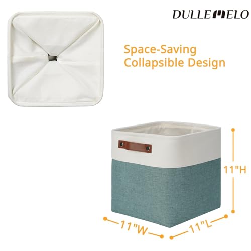 DULLEMELO 11x11 Cube Storage Bins for Organizer, Foldable Cube Storage Bins for Organizing Home Office Closet Shelves, Fabric Cube Baskets for Home Organization(4 Pack - White&Deep Green) - color: White&Dark Green, size: S-11"x11"x11"