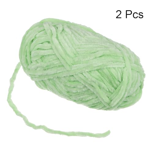 HARFINGTON 1 Skein Velvet Yarn Chenille Yarn 100g/3.5oz 87 Yards Total Length 6# Super Bulky Polyester Soft Blanket Yarn for Knitting Bag Scarf, Light Green - color: Light Green