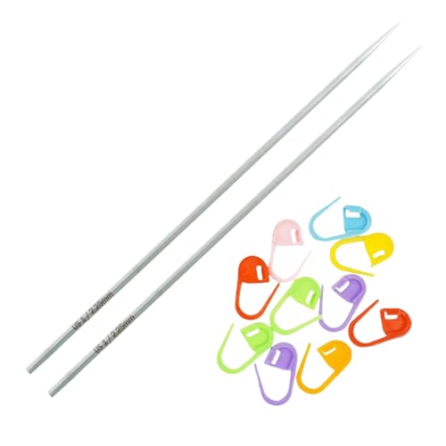 Lykke Flight 5in US 1 (2.25 mm) Mini Interchangeable Knitting Needle Tips | Requires Mini CordsStainless SteelSemi-SharpShort Taper Points10 Colorful Stitch Markers - size: US 01 (2.25 mm) 5in.