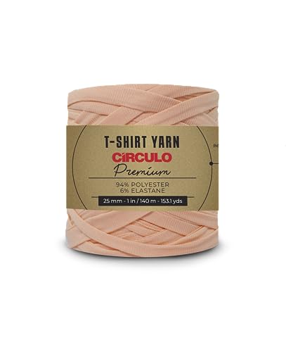 CIRCULO Premium T-Shirt Yarn - Soft, Lightweight, Seamless, Knot-Free. Easy-to-Use., Fettuccini Zpagetti, T Shirt Yarn for Crocheting & Knitting- 153.1 yds, (3363 - Rose) - color: 3363 - Rose