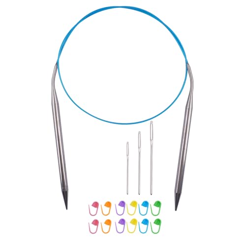 Circular Knitting Needles 32inches/80cm,Size US 10.75(7mm) Stainless Steel Round Knitting Needles for Handmade Knitting DIY - size: US10.75/7mm