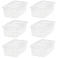 IRIS USA 6-Pack 6 Qt Storage Bins with Lids, Clear, Stackable | Ideal for shoes, crafts, office supplies and pantry items, nestable design, transparent design makes contents easy to find - size: 6 Qt - 6 Pack