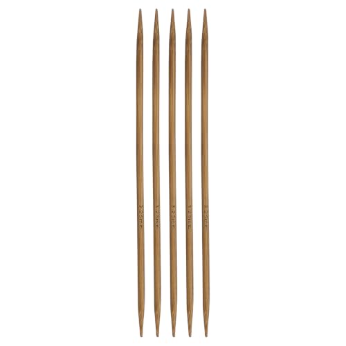 HARFINGTON 5Pcs Bamboo Knitting Needles Double Pointed Size US 3(3.25mm) Carbonized 6 Inch(15cm) Straight for Handmade Creative DIY Knitting Craft Yarn Projects - size: US 3(3.25mm)