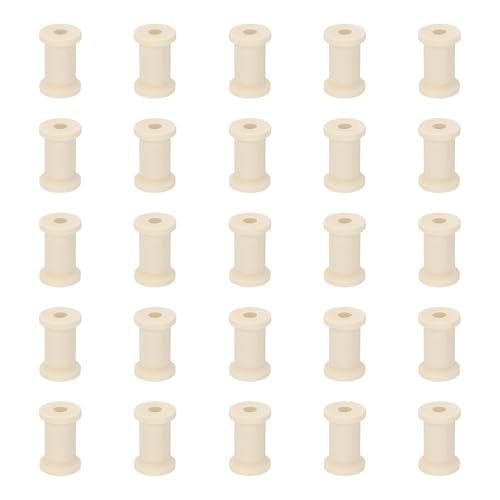 MECCANIXITY 26 Pcs 0.6"x1" Small Empty Thread Spools, Natural Color Unfinished Wooden Spools Wire Weaving Bobbins, Wire Weaving Bobbins for Embroidery DIY Sewing Machines Cord Jewelry Chain - color: Natural Color, size: 0.6"x1"
