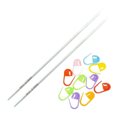 Lykke Flight 3.5in US 2 (2.75mm) Mini Interchangeable Knitting Needle Tips | Requires Mini Cables -Stainless SteelSemi-SharpShort Taper Points10 Colorful Stitch Markers - size: US 02 (2.75 mm) 3.5in.