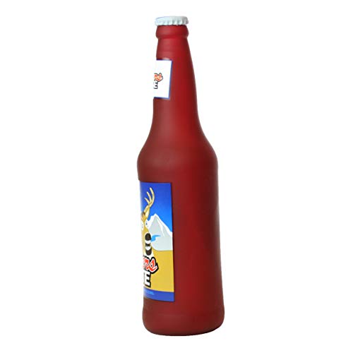 SILLY SQUEAKERS Tuffy 2 Pack Beer Bottle Dog Toy: Squeaky Dog Toy, Washable and Floats, Vinyl - color: 2PK Brown Deers Bite Beer Bottle