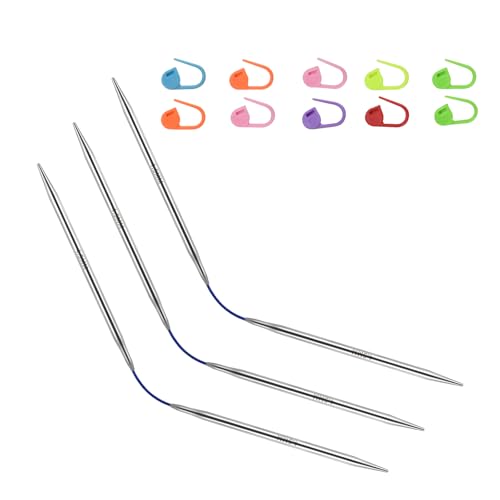 US7/4.5mm9-inchFlexibleCircular DoublePointed Knitting Needles,3-PieceSet | Perfect for knitting socks, stuffed animals, fingerless gloves, coasters, and other small, delicate knitting projects - size: 4.5MM