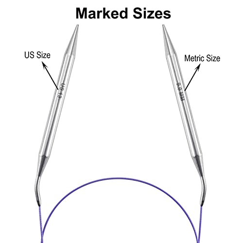 32"Size 13 (9mm) Circular Knitting Needle for Beginners, Stainless Steel Circle Knitting Needles with Fixed Lace Cord, Round Metal Knitting Needles with Magic Loop for Sock, Blankets, Sweater, Gloves - color: Size US 13 (9mm)