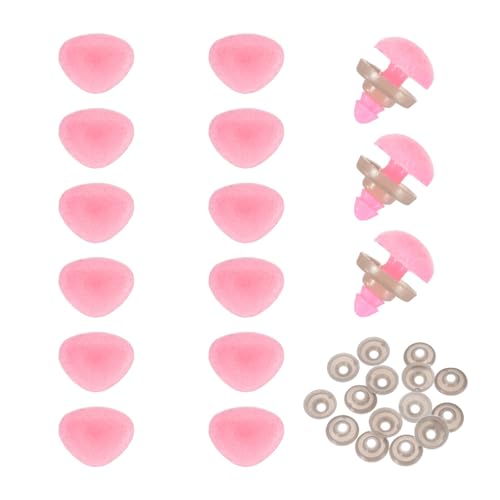 MECCANIXITY 15 Sets Safety Noses, 10 mm Safety Eyes and Noses with Washers for Crochet Animals Plush Bear Doll Making Supplies Accessories, Pink - color: Pink