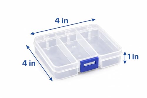 Clear Plastic Organizer Boxes 4 Pack – Small Parts Storage Organizer with Secure Lids – Hardware, Craft, Bead, Fishing Tackle & Screw Organizer Containers