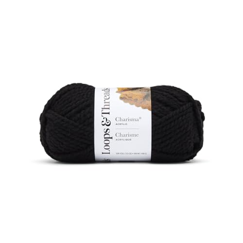 Loops & Threads Charisma Yarn - Multicolor Yarn for Knitting, Crochet, Weaving, Arts & Crafts - Black, Bulk 6 Pack - color: Black