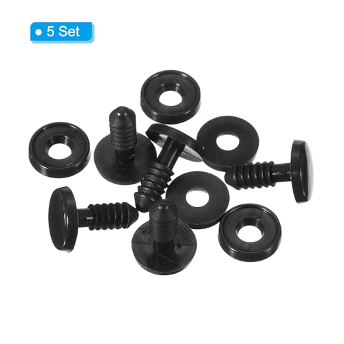 MECCANIXITY 5Set 12mm 1/2" Doll Joints, Plastic Removable Animal Joints Connector Engage Bolt Doll Making Supplies for Bear Limbs Head Joint DIY, Black - size: 1/2"