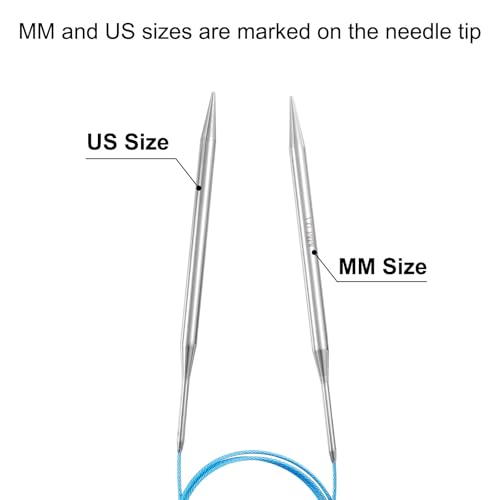 uxcell US 10.5(7mm) Knitting Circular Needle 40 Inch(100cm) Metal Round Stainless Steel Needle with Large Eye Sewing & Stitch Markers for Handmade Projects DIY Knit Blankets - size: US10.5(7mm)