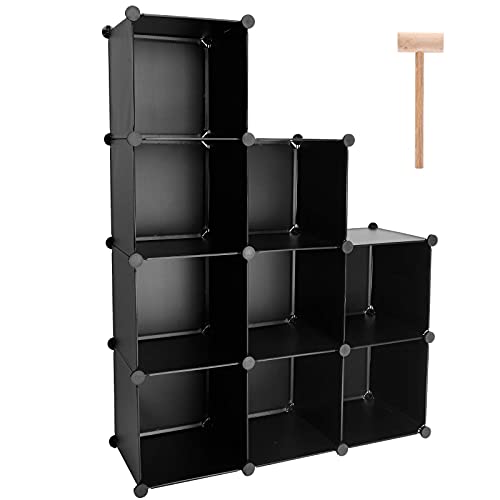 Cube Storage Organizer, 9-Cube DIY Plastic Closet Cabinet Modular Bookcase, Storage Shelves for Bedroom Living Room, Office, Black - color: Black, size: 9 Cubes