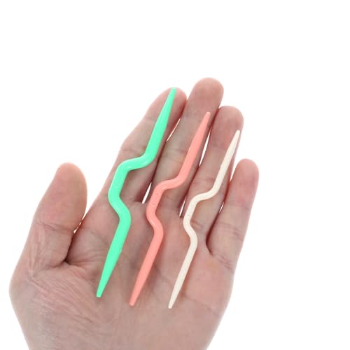 30 Pieces Cable Needles for Knitting Cable-Needles Set Stitch Holders Colorful Plastic Knitting Bent Weaving Needle-Hooks for Yarn Sewing
