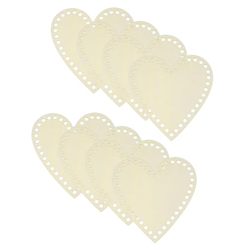 PATIKIL 8Pcs Crochet Basket Base, 6 x 6 Inch Heart Shape Basket Bottoms Shaper Blank Wooden Base Bag Making Supplies Weaving Knitting Kit for DIY Crochet Shoulder Bag Handbag Purse Craft - size: 6 x 6"